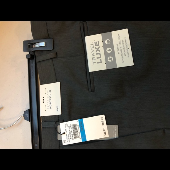 Men 36x32 Perry Ellis Travel Luxe Dress Pants gray - Picture 2 of 5